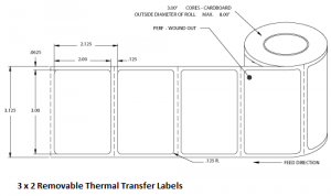 3 x 2 Removable Thermal Transfer Labels