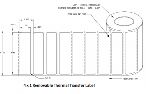 4 x 1 Removable Thermal Transfer Labels