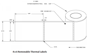 4 x 6 Removable Thermal Transfer Labels