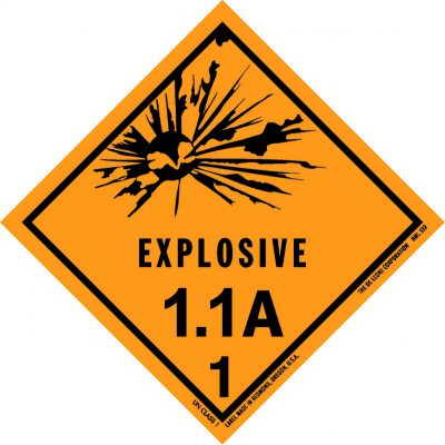 HML532 EXPLOSIVE 1.1A - CLASS-1 vinyl label