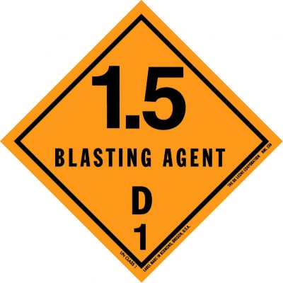 HML537 1.6 EXPLOSIVE N - CLASS 1 labels