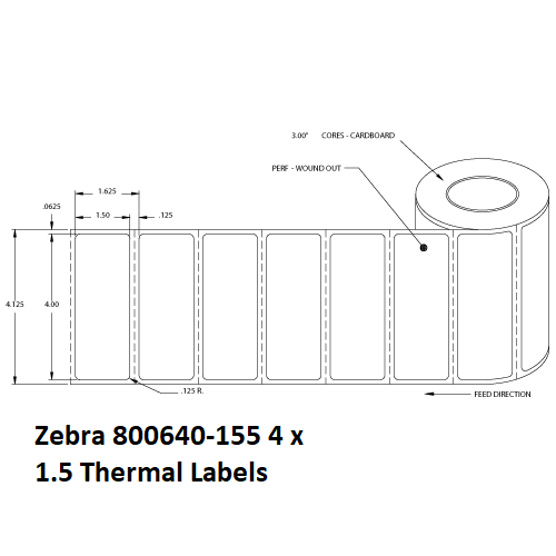 Zebra 800640 155 Thermal Transfer Labels Tigerseal 6387