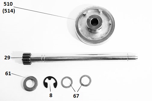 Upper Feed Wheel (Ref PW77X) and Upper Feed Wheel Shaft (Ref FM49X) - Upper/Lower Feed Wheels for 333 Dispensers