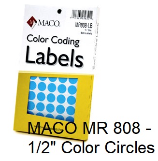MR 808 1/2" Removable Color Coding Circle Labels